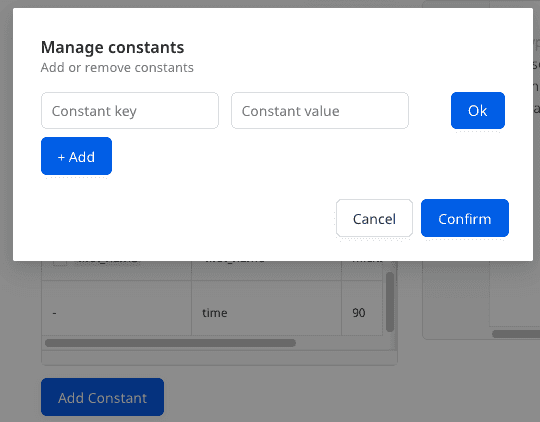 Add constant option in RudderStack dashboard