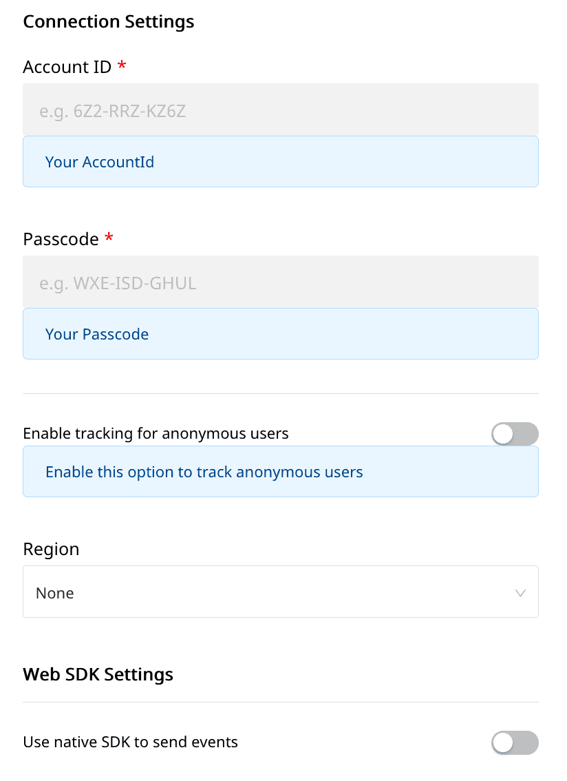 CleverTap connection settings